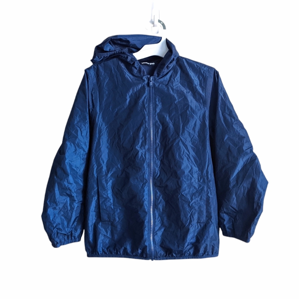 Like new Lands' End Unisex Packable Waterproof Rain Jacket size L 10-12